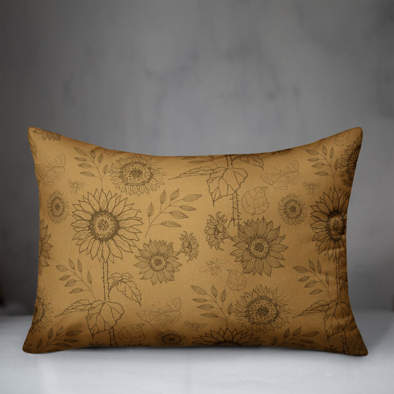 Floral Reversible Throw Pillow, Yellow