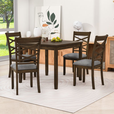 Ensemble de table de salle à manger 5 pièces avec 4 chaises rembourrées