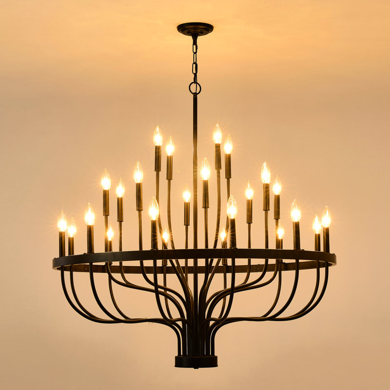 Luke 24 - Fer industriel - Finition noir mat pour la chambre à coucher, le salon et la cuisine. Style moderne suspendu. Hauteur réglable avec tiges et. Ampoule E12 requise non fournie. Design américain de luxe
