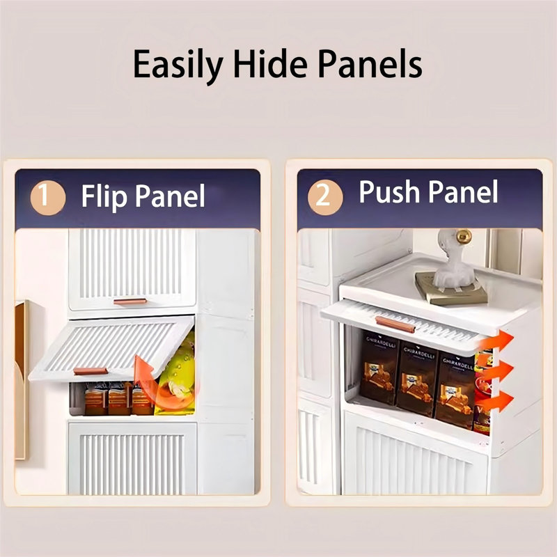 15.75" Side Wide 4-layers Flip Open Storage Box With Wheels, Movable Storage Cabinet, Kitchen Shelf, Movable Storage Island, Home Organization, Wardrobe Storage Box