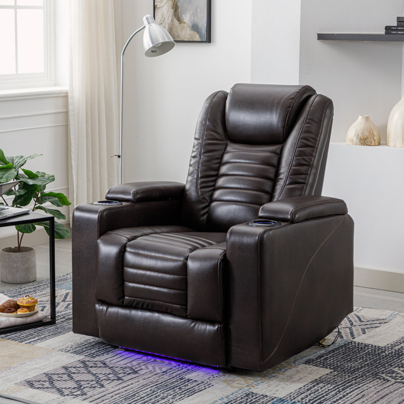 Fauteuil inclinable électrique Mykhajlo, Cuir polyuréthane brun