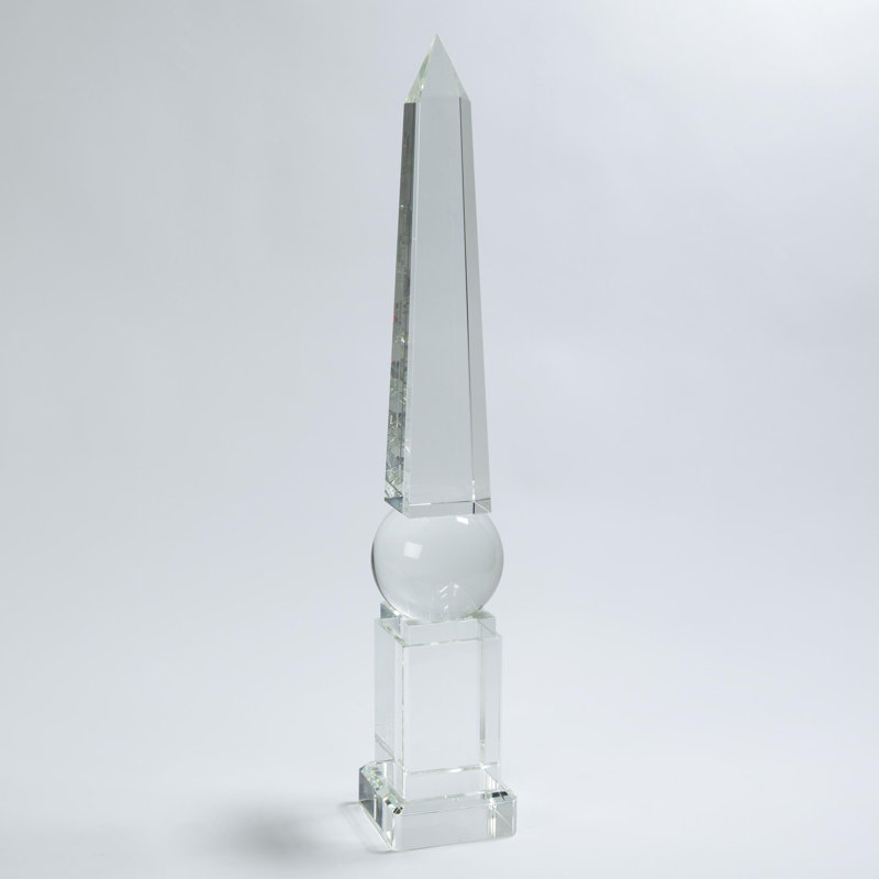 Tall Clear Crystal Obelisk Figurine