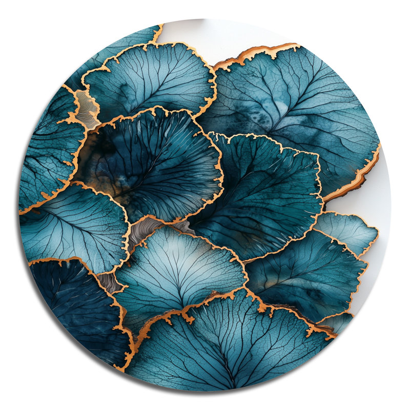 Agate, rivière des feuilles, glissade sur bois I - feuilles, art mural rond en métal, H 36 po x l 36 po
