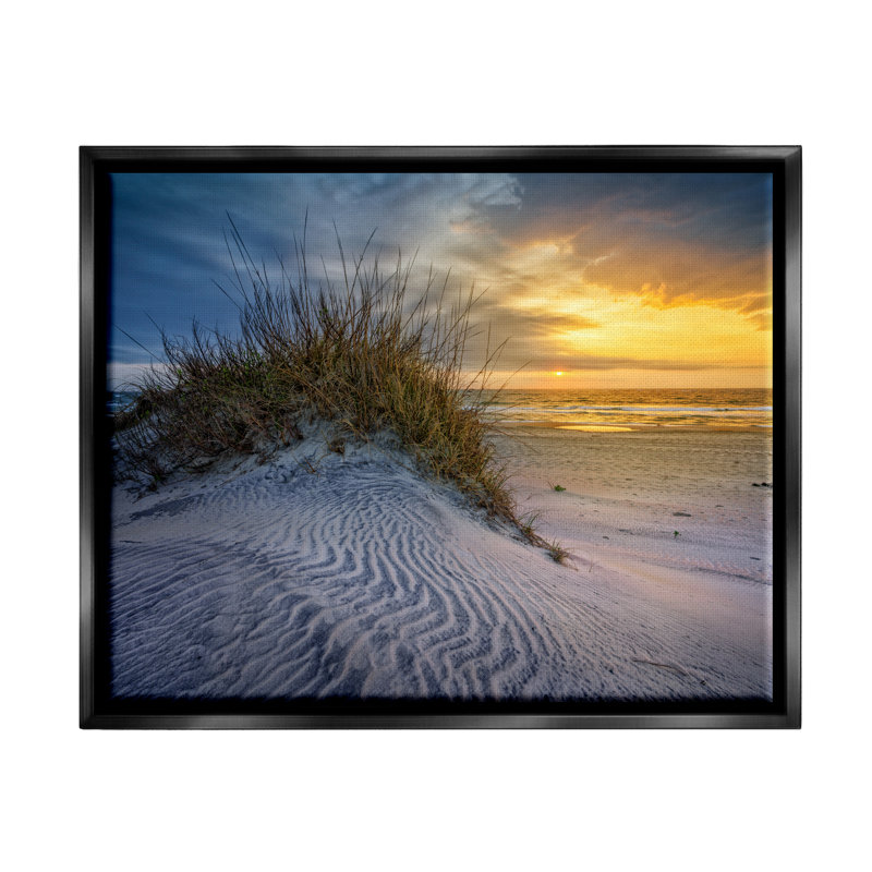 «Beach Sand Dunes Vivid Sunrise» par Rick Berk - photographie, H 25 po x l 31 po x P 1,7 po, Cadre flottant noir de jais
