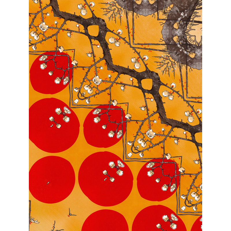 Drapeau «Cherry Blossom» par Gabriel Boyajian, H 21,2 po x l 17,2 po, Papier avec cadre noir