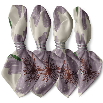 Polyester Floral Square Napkin