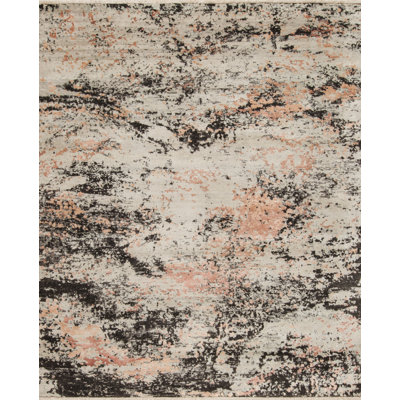 Artist Creation Hand Knotted Abstract Area Rug in Beige/Fawn/Black
