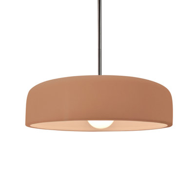 Radiance - Spire 1-Light Pendant - Adobe - Brushed Nickel - 13"W x 4"H - Replaceable Bulb - Rigid Stem
