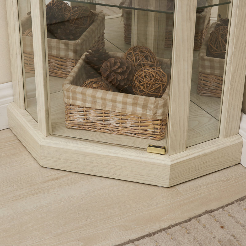 Vitrine d'angle en verre Therris, Blanc antique, H 69,85 po x l 16,5 po x P 16,5 po