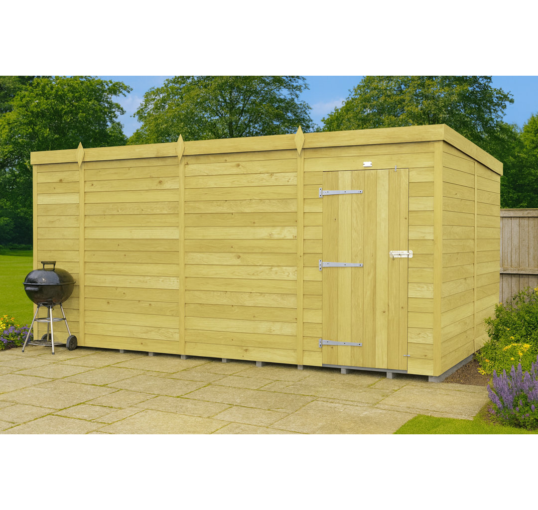 15ft x 8ft Pent Shed - Single Door without Windows
