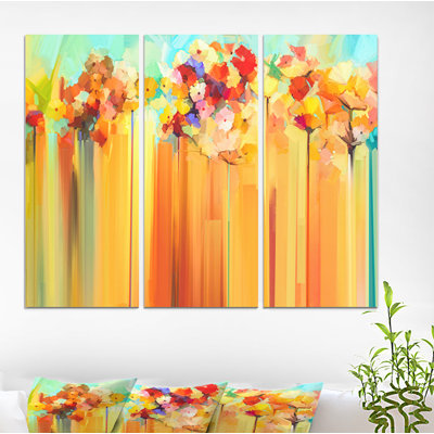 « jaune et rouge fleur à couleur douce », reproduction de peinture à l’huile à multiples images sur toile tendue