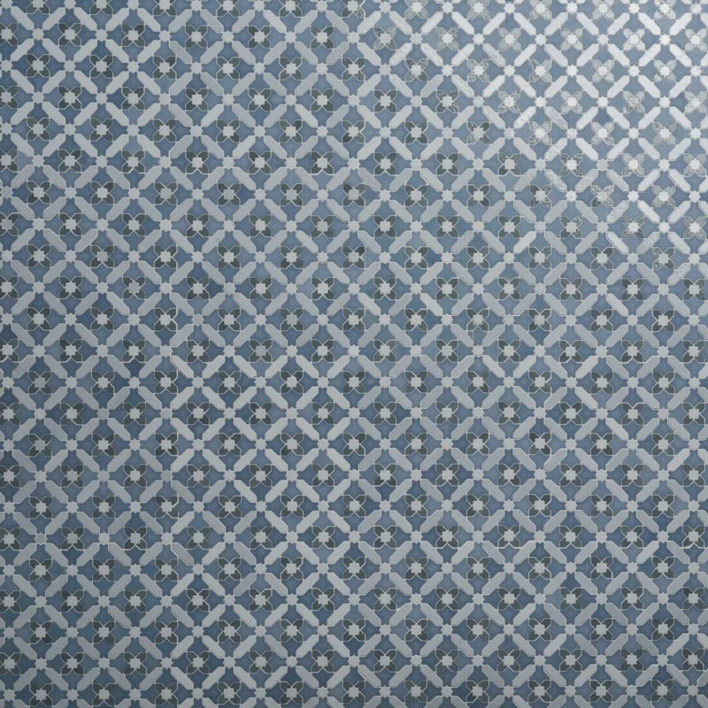 Cantico Safi Mixed Finish Lava Stone And Cement Mosaic Tile, River Blue