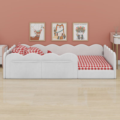 Modern Upholstered Floor Bed, Low Profile Platform Bed Frame