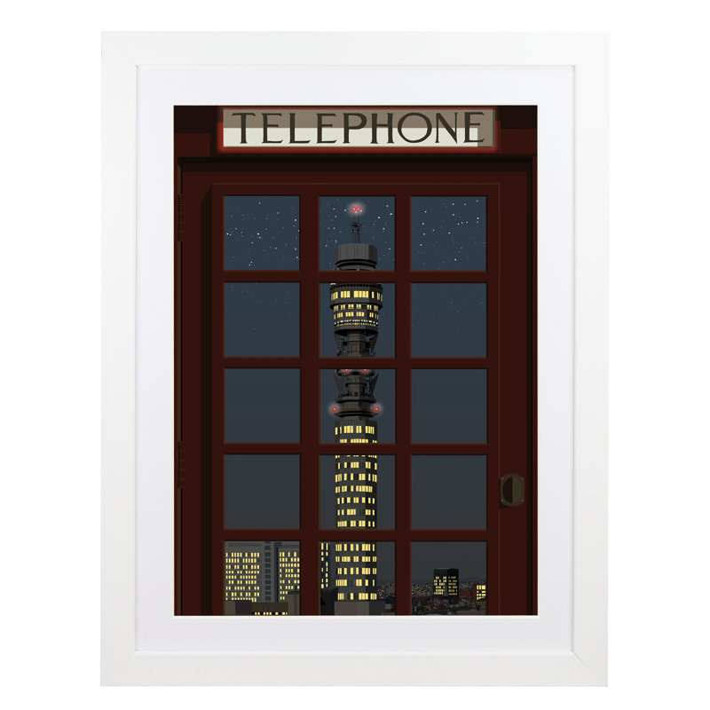 London Telephone Box 7 - Print, 40cm H x 30cm W x 3cm D, White Framed