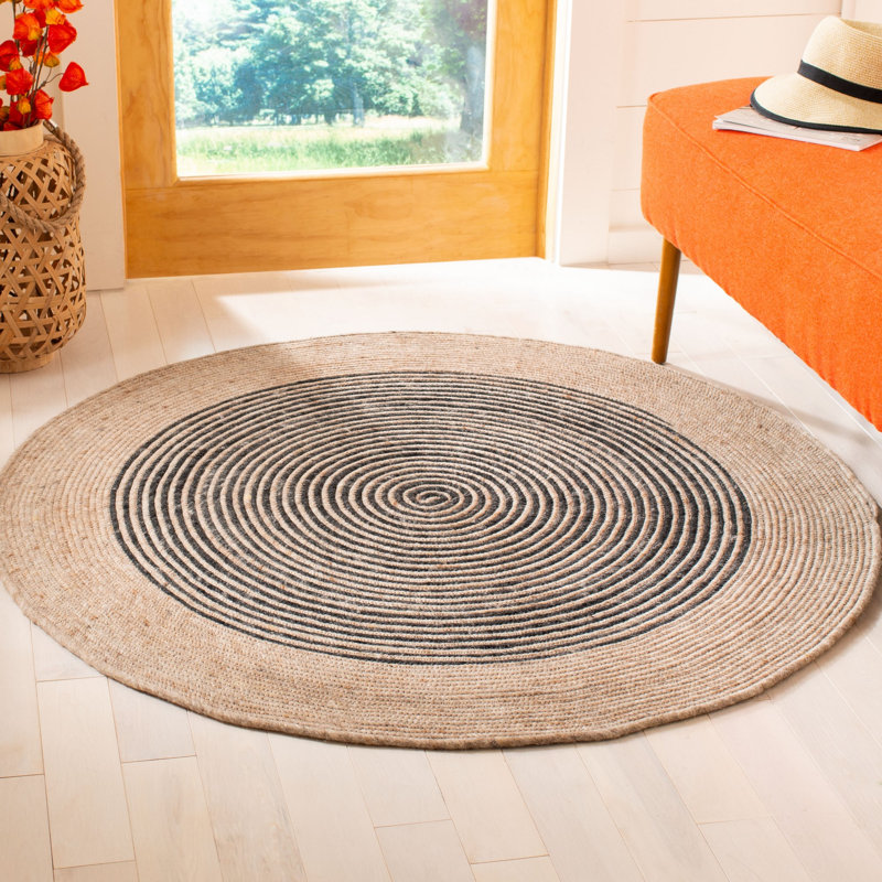 Copeland Hand Woven 0.6 Wool, 0.4 Cotton Geometric Rug, Round 4'