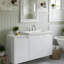 Meuble-lavabo de salle de bain avec lavabo en résine et armoire latérale