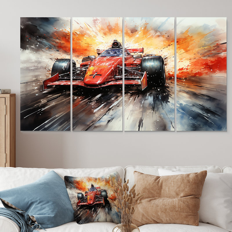 Formule 1 voiture de vitesse Speedway Fury II - ensemble de décorations murales 4 pièces, H 32 po x l 64 po