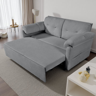 3-in-1 Convertible Sleeper Couch Queen Size Pull Out Sofa Bed Chenille Loveseat with Storage