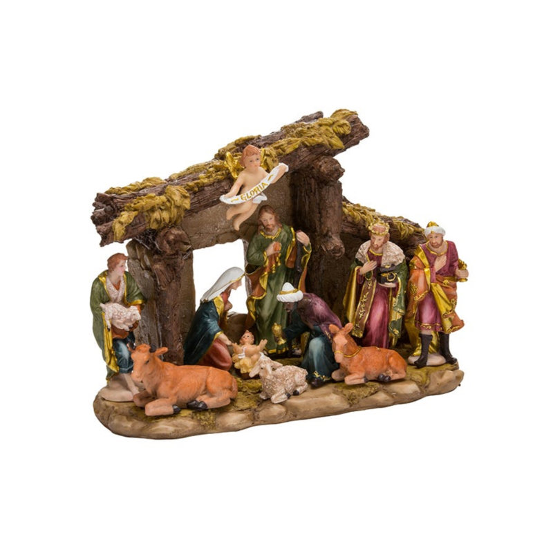 Kurt Adler 11-Piece Resin Nativity Set with Stable