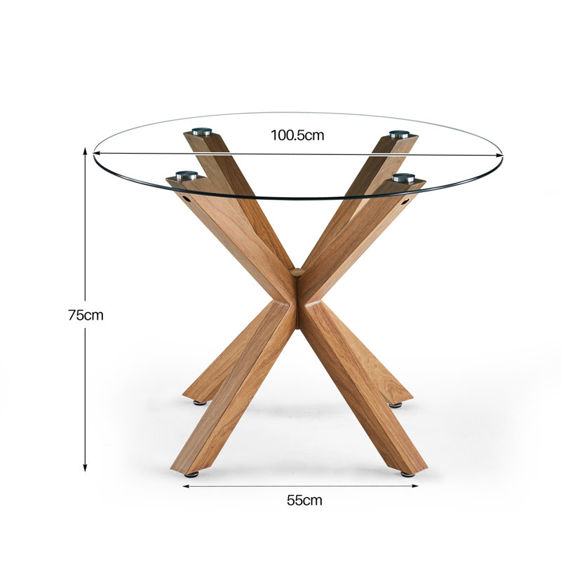 Round Glass Top Metal Base Dining Table