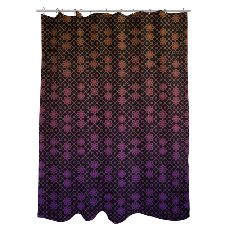 Rideau de douche simple en treillis Classic, Orange / mauve