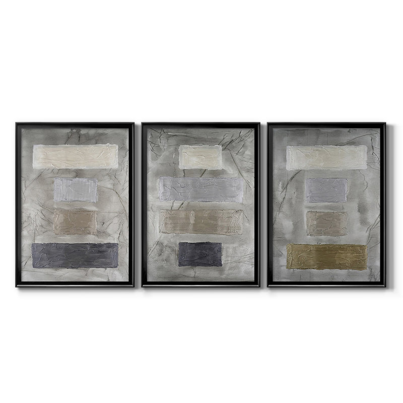 Métalliques métalliques I - Toile tendue avec châssis sur mesure - 3 pièces, Black, H 30 po x l 63 po