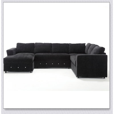 Canapé modulaire de 110,75 pouces avec méridienne modulaire surdimensionnée et chenille en forme de U, avec boutons en cristal et rangement caché