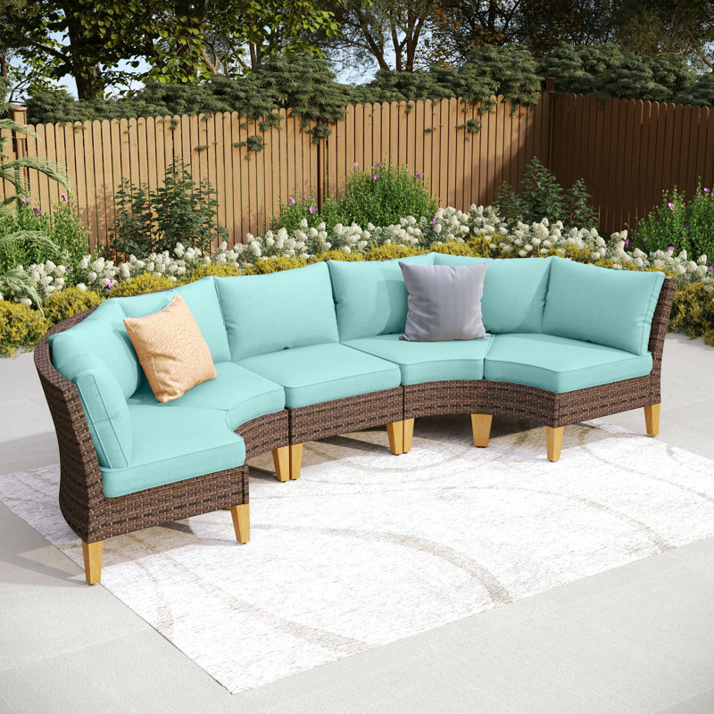Argyri 5 - Person Outdoor Seating Group with Cushions, Blue, No