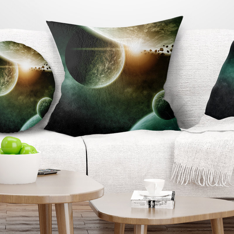 Coussin d’illustration space planet, 16 po x 1 po, Coussin décoratif