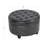 Gery Storage Ottoman, 25 Inch Round Tray Top, Dark Gray Faux Leather