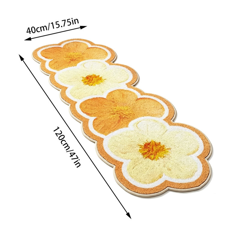 Tapis durable antidérapant à motif floral, A3 47x15.75in