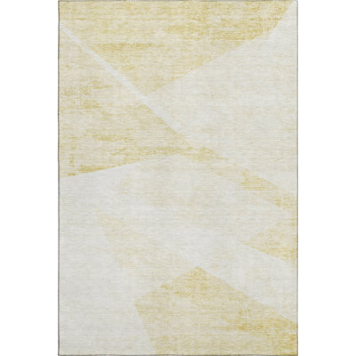 Premium Machine Washable Prisco Gold Rug