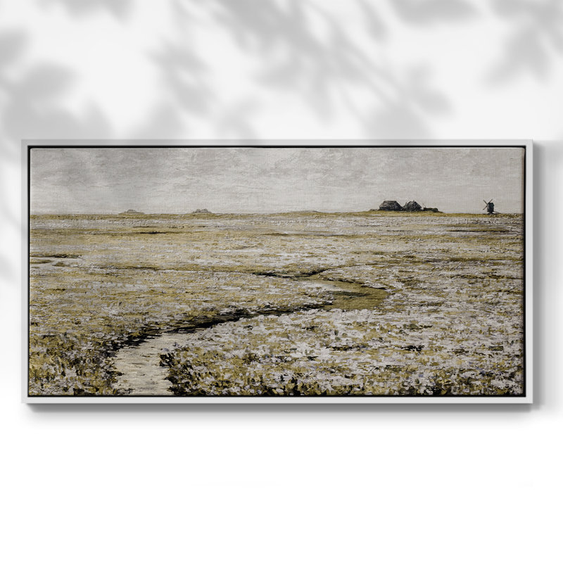 Série paysage - MCLXVI - Toile tendue avec châssis encadré - Prêt à être accroché, H 17 po x l 33 po, Blanc