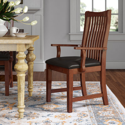 Richboro 20 " H Faux Leather Upholstered Rubberwood Solid Wood Armchair
