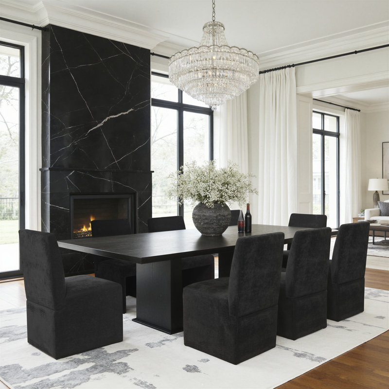 Chaise de salle à manger rembourrée, Noir