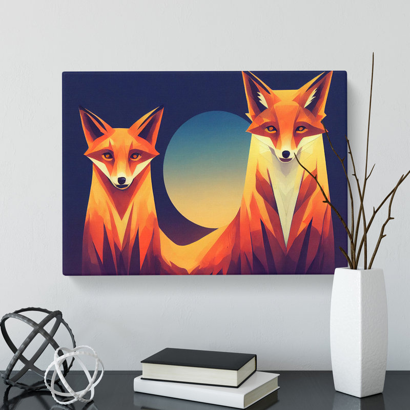 XXX-H1022-WF-8333X Stimulating Foxes Abstract - Wrapped Canvas Painting