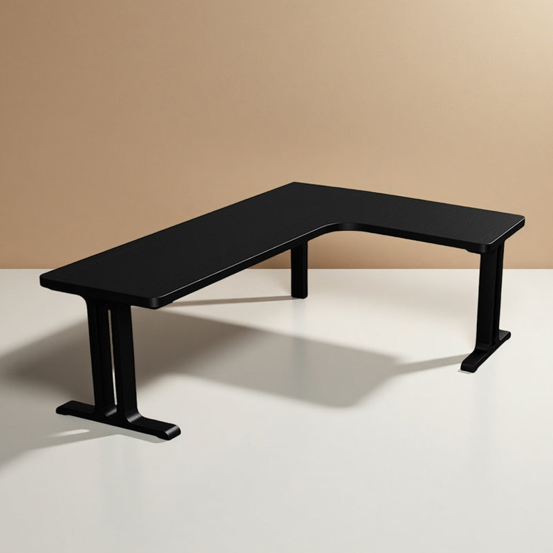 Bureau en L noir en bois massif, H 29,53 po x l 55,12 po x P 47,24 po