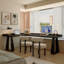 Bureau en bois massif noir en forme de L + fer-538557675-538557678