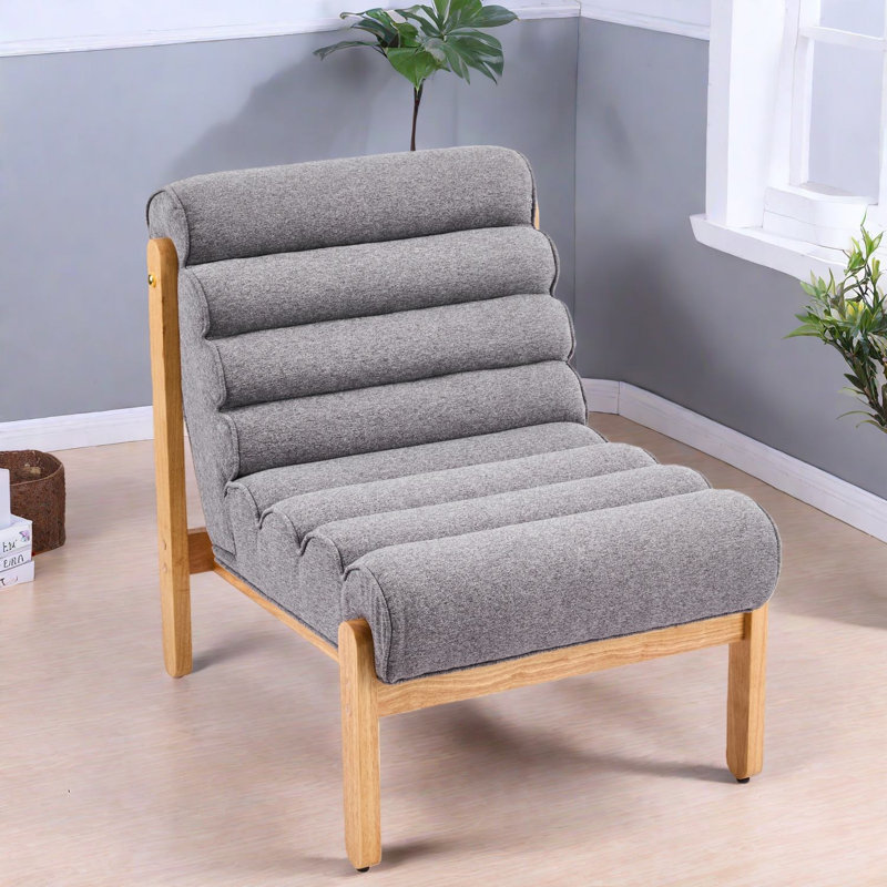 Fauteuil d'appoint Modern Comfort, bois massif et tissu de peau de mouton gris