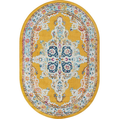 Tapis oriental jaune Armgard