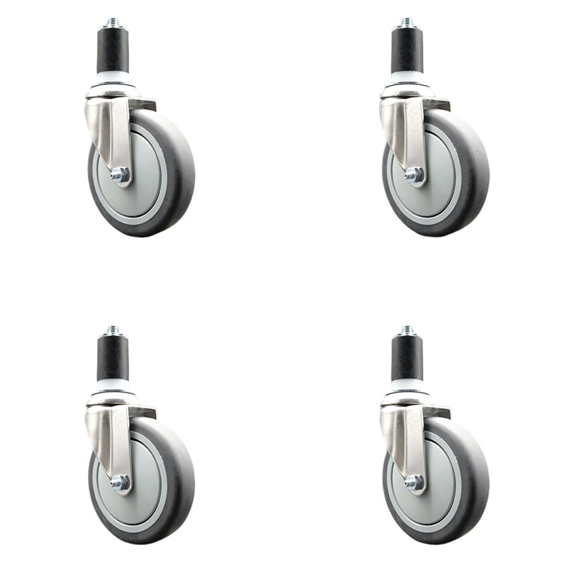 Ensemble de roulettes extensibles pivotantes en caoutchouc thermoplastique 316SS, Tige extensible de 1-5 / 8 po