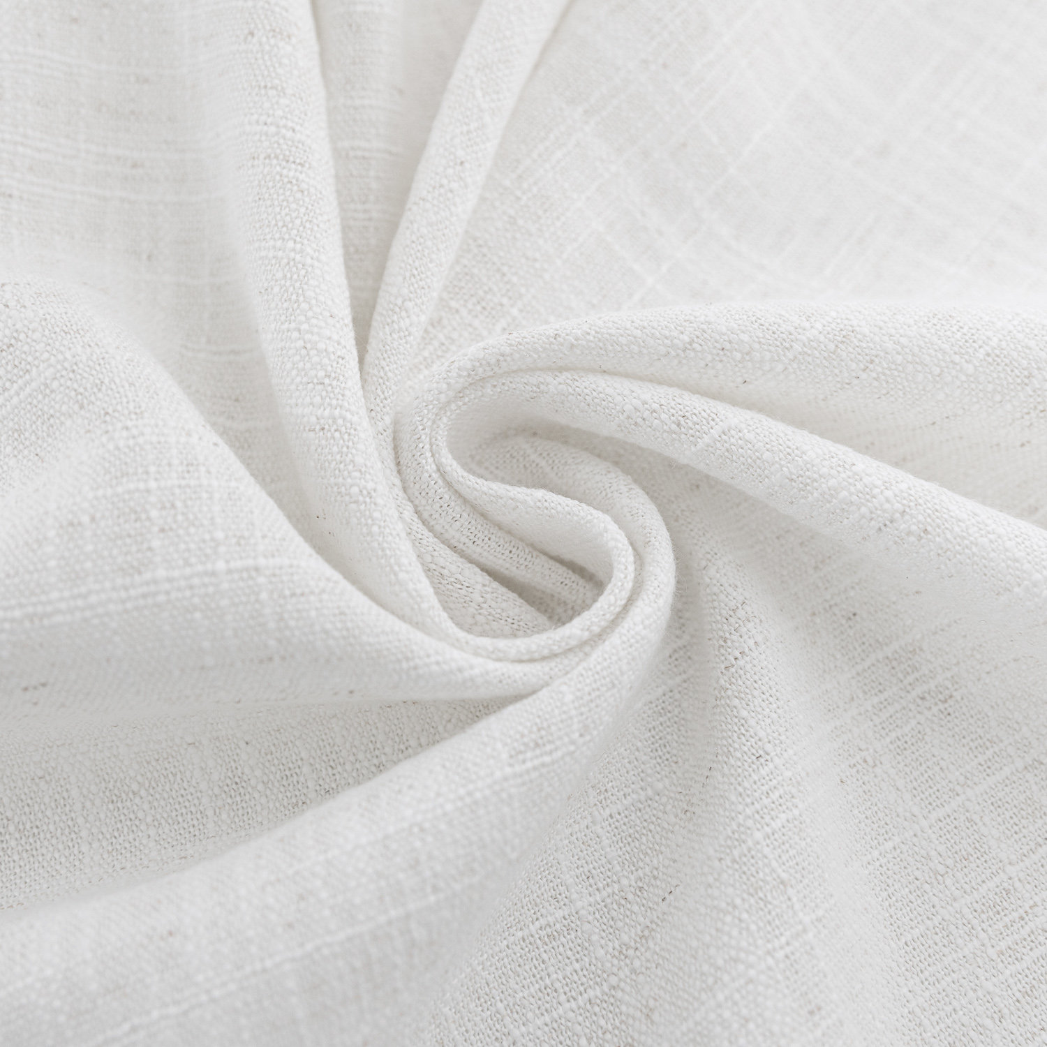 Kambi Semi-Sheer Linen Blend Curtain Set, White, 52" W x 84" L