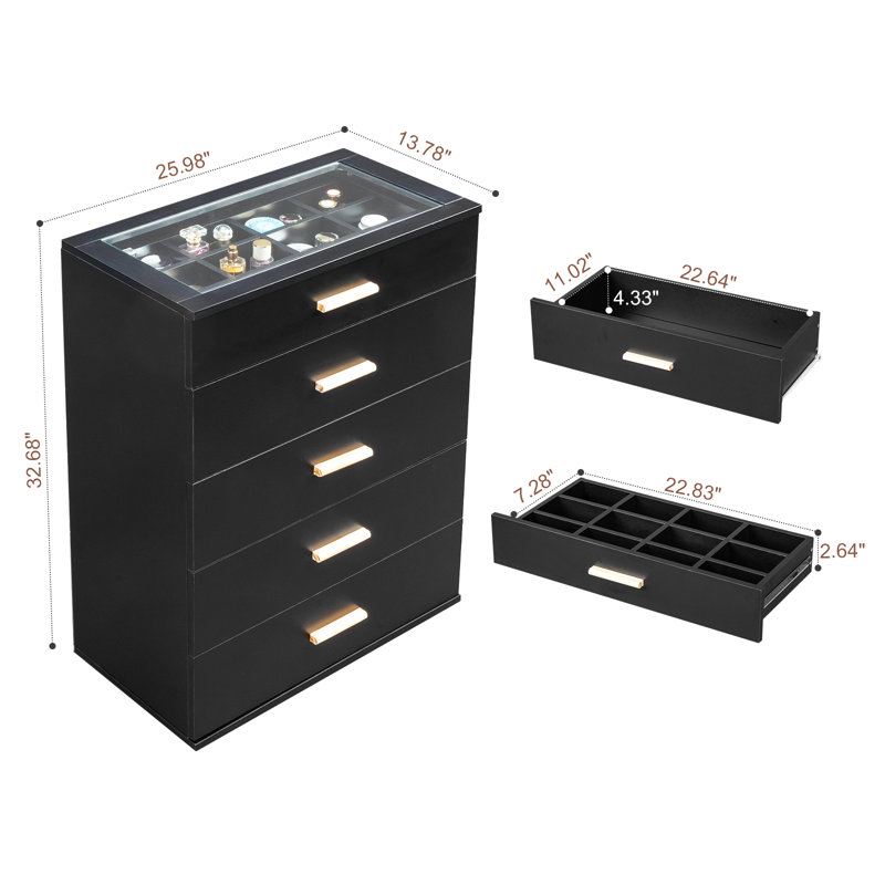 Shianna 26'' W 5 - Drawer Dresser, Black