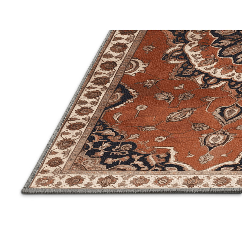 Machine Washable Persian Brown Area Rug, Rectangle 4' x 6'