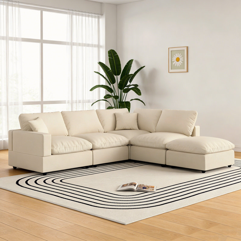 Canapé modulaire 5 places Comfy, Polyester kaki