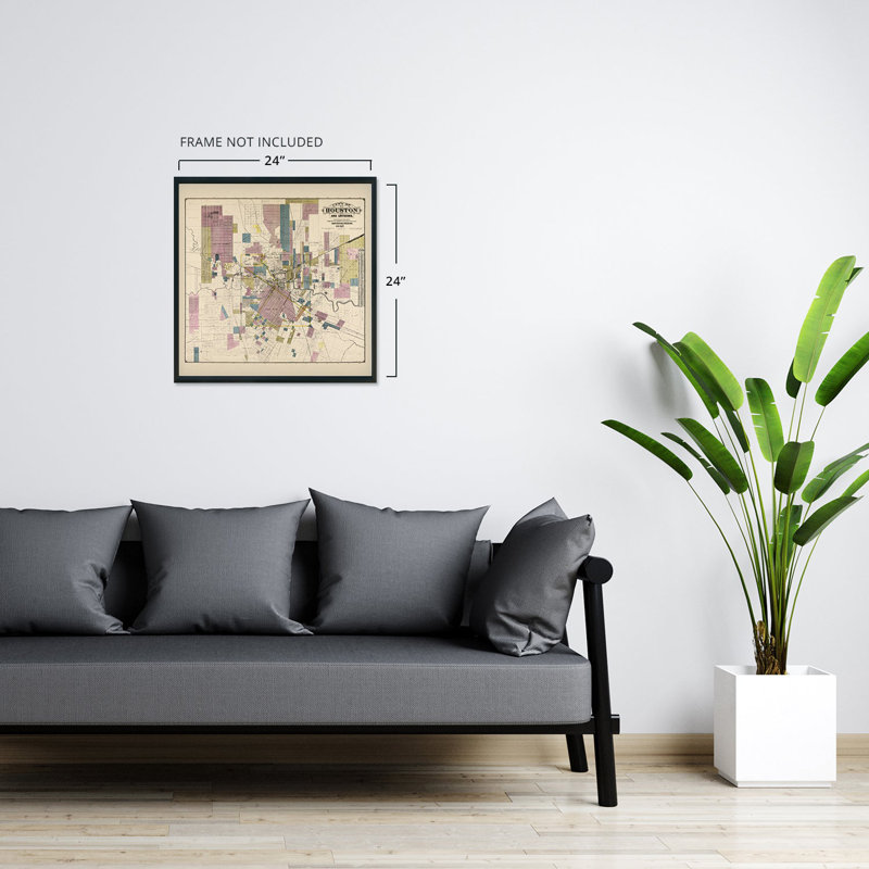 " 1895 Houston City Map ", 24'' W x 24'' H