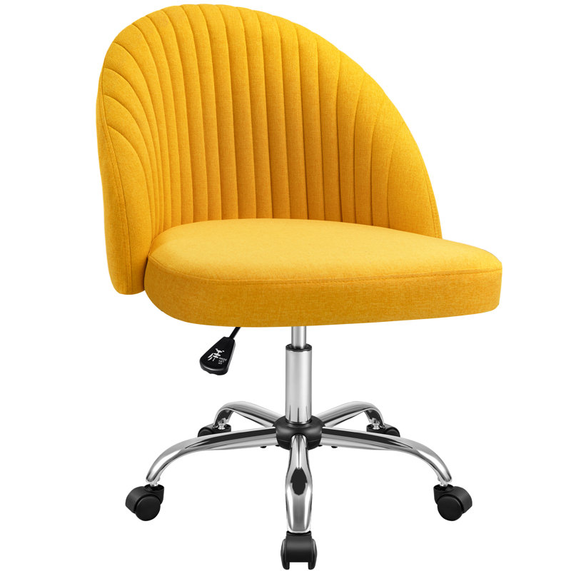Easterly Upholstered Armless Task Office Chair, Yellow, Silver