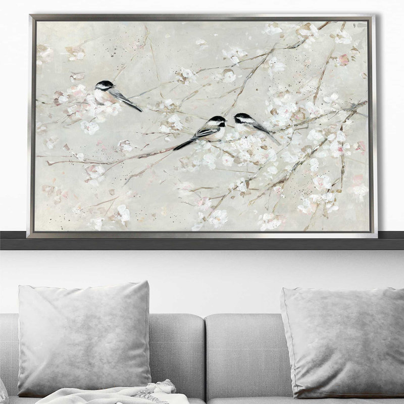 Nature's Confetti I par - Peinture, Cadre flottant argent, H 27,5 po x l 43,5 po x P 2 po