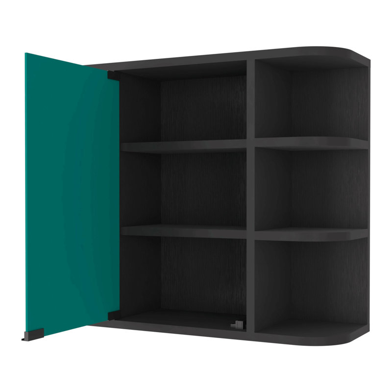 Armoire à pharmacie avec six tablettes et armoire à miroir, Noir mat