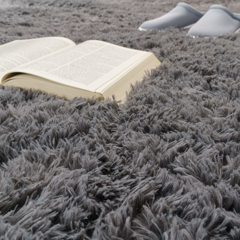 Broussard Fluffy Hand Tufted Grey Rug, Round 160cm